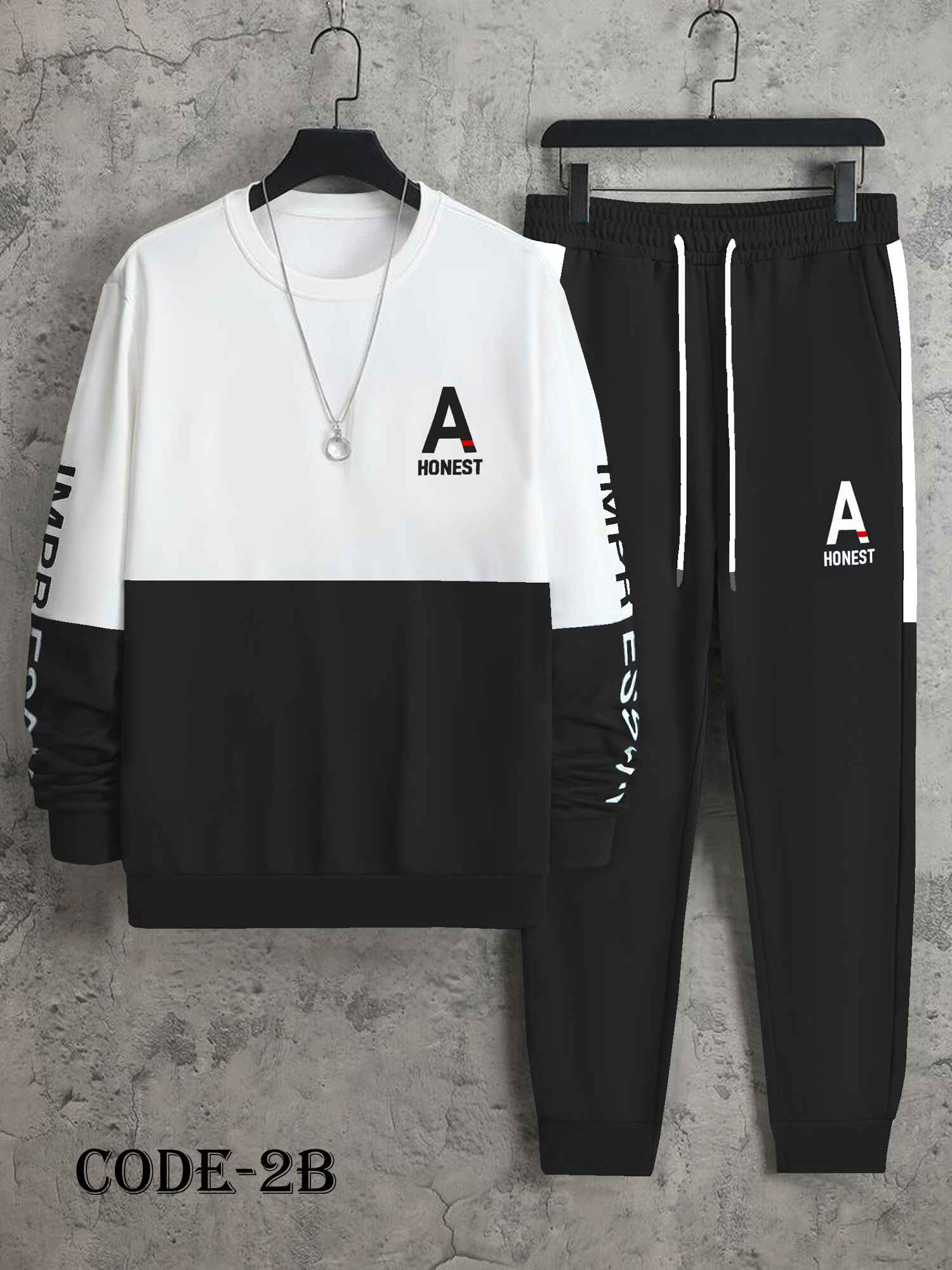 Men's Long Sleeve Sweatshirt And Sweatpants Joggers Set For Winter - 2B