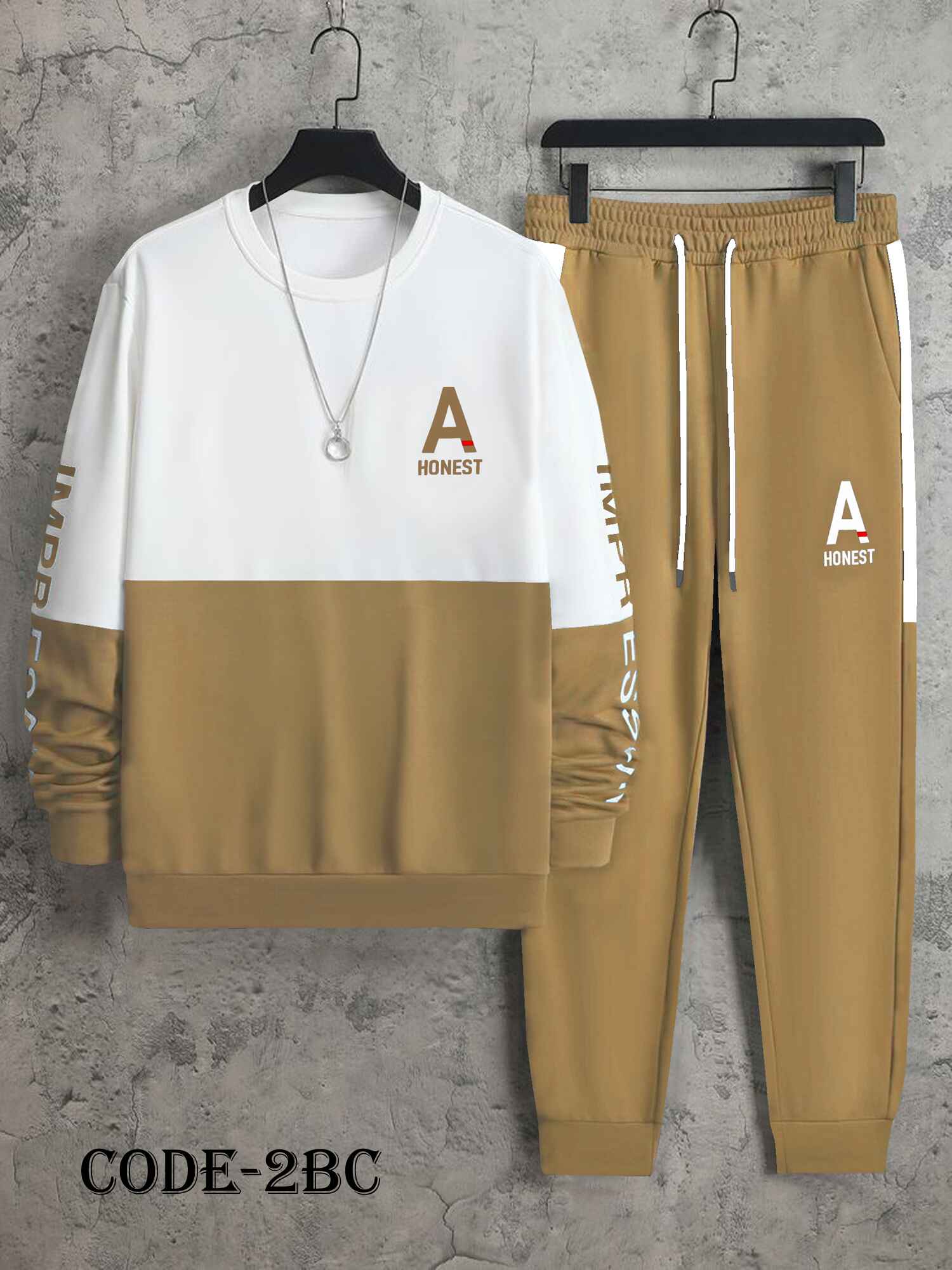 Men's Long Sleeve Sweatshirt And Sweatpants Joggers Set For Winter - 2BC